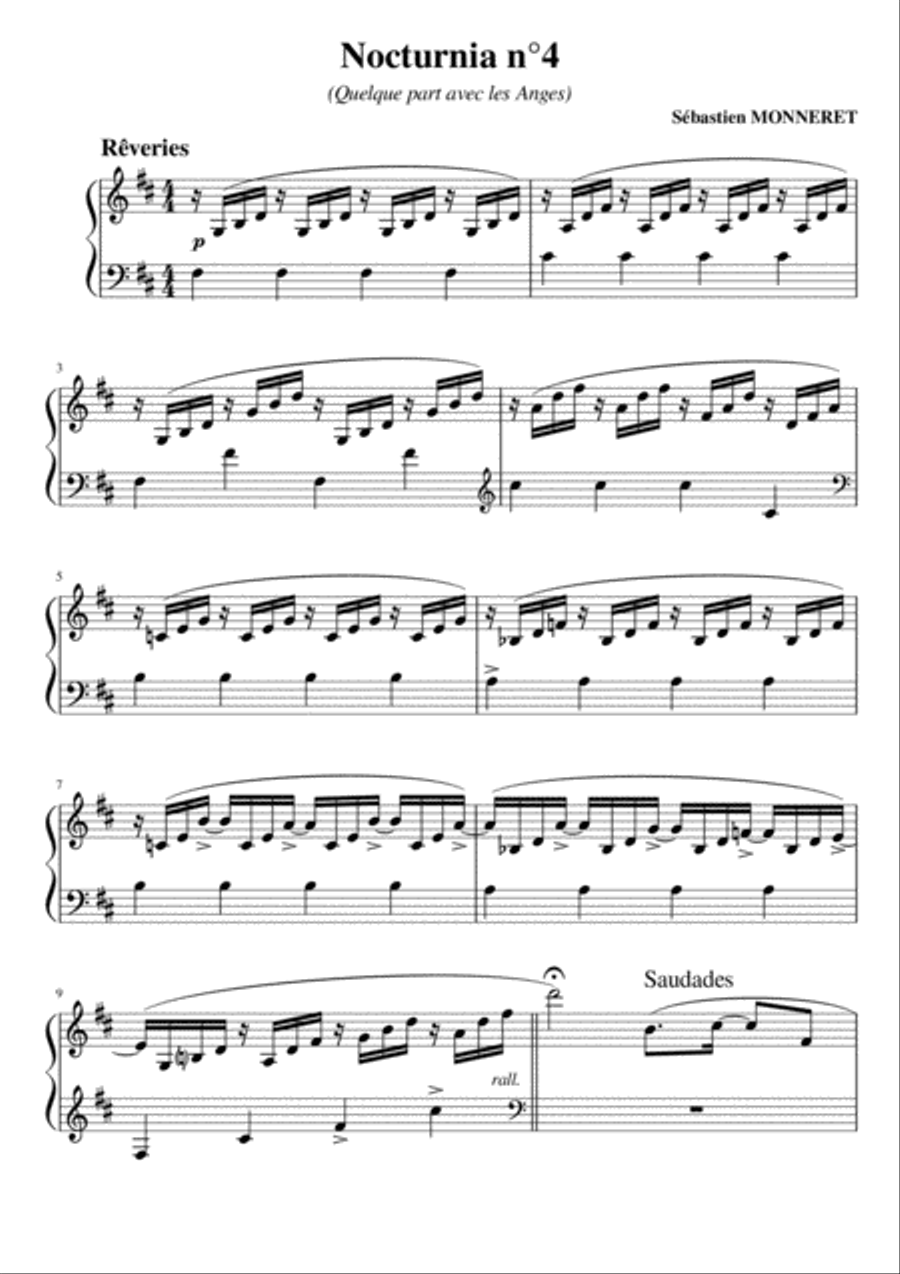 Nocturnia No4 Quelque Part Avec Les Anges Piano Solo scores gallery preview page 1
