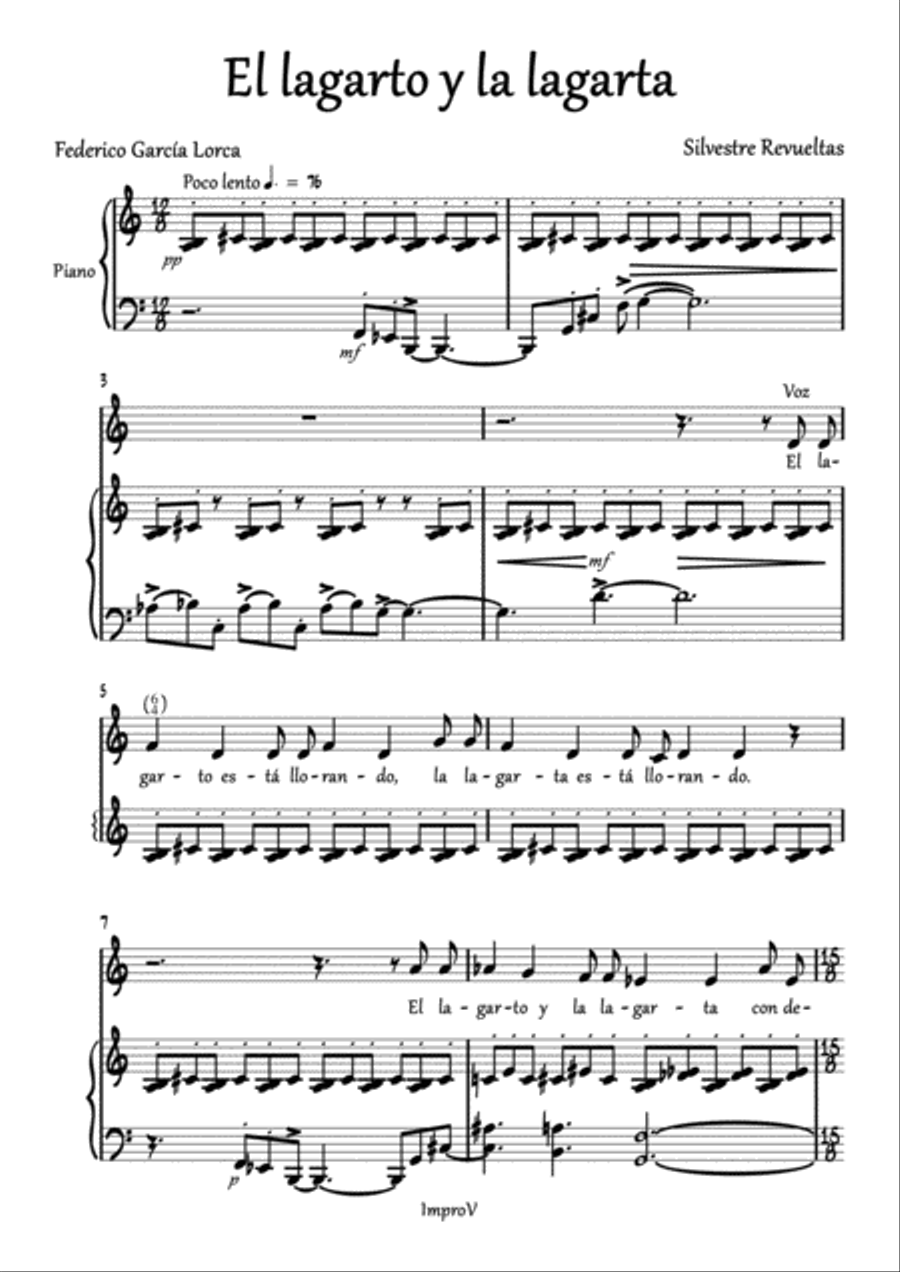 5 Canciones Infantiles - El lagarto y la lagarta Voice scores gallery preview page 1