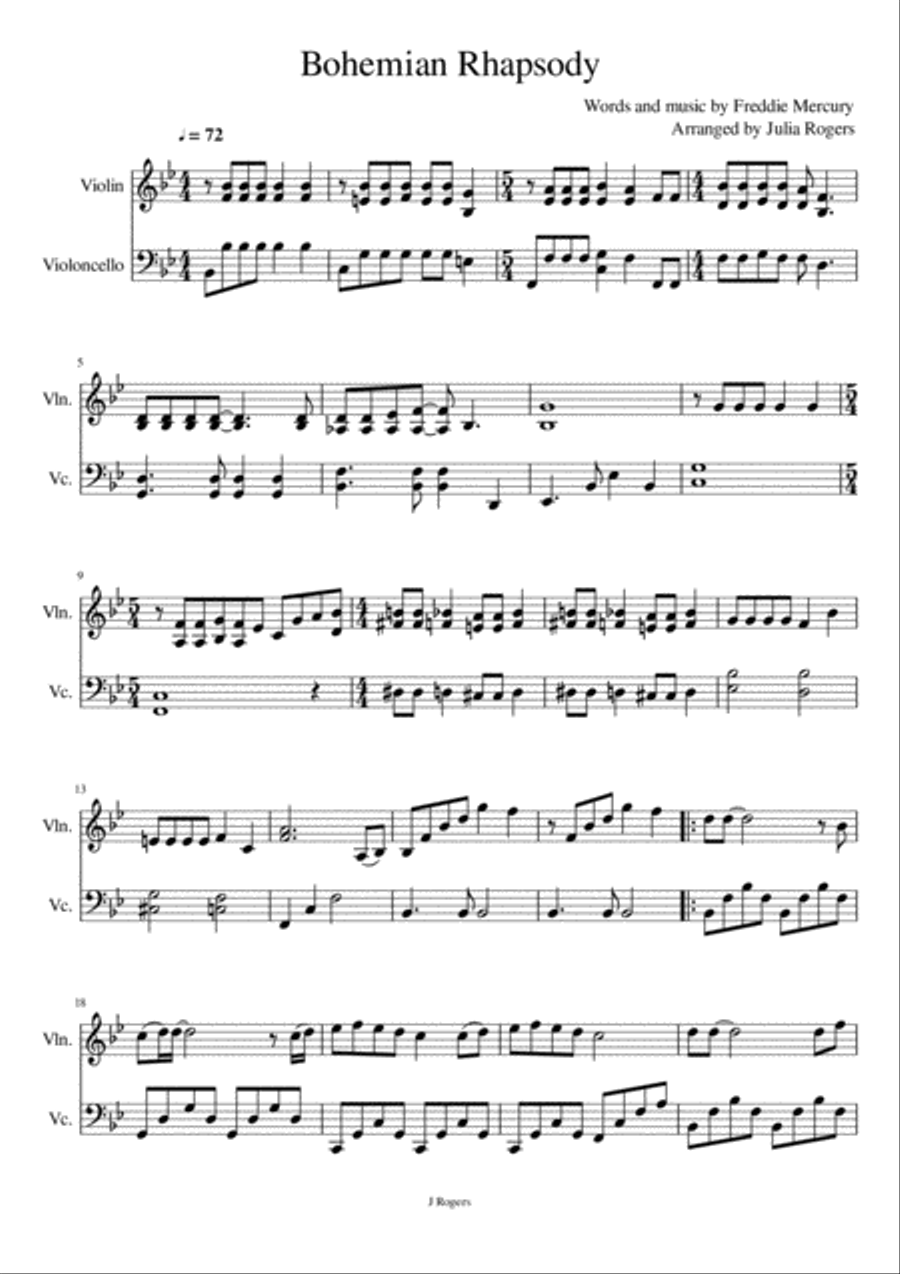 Bohemian Rhapsody String Duet scores gallery preview page 1