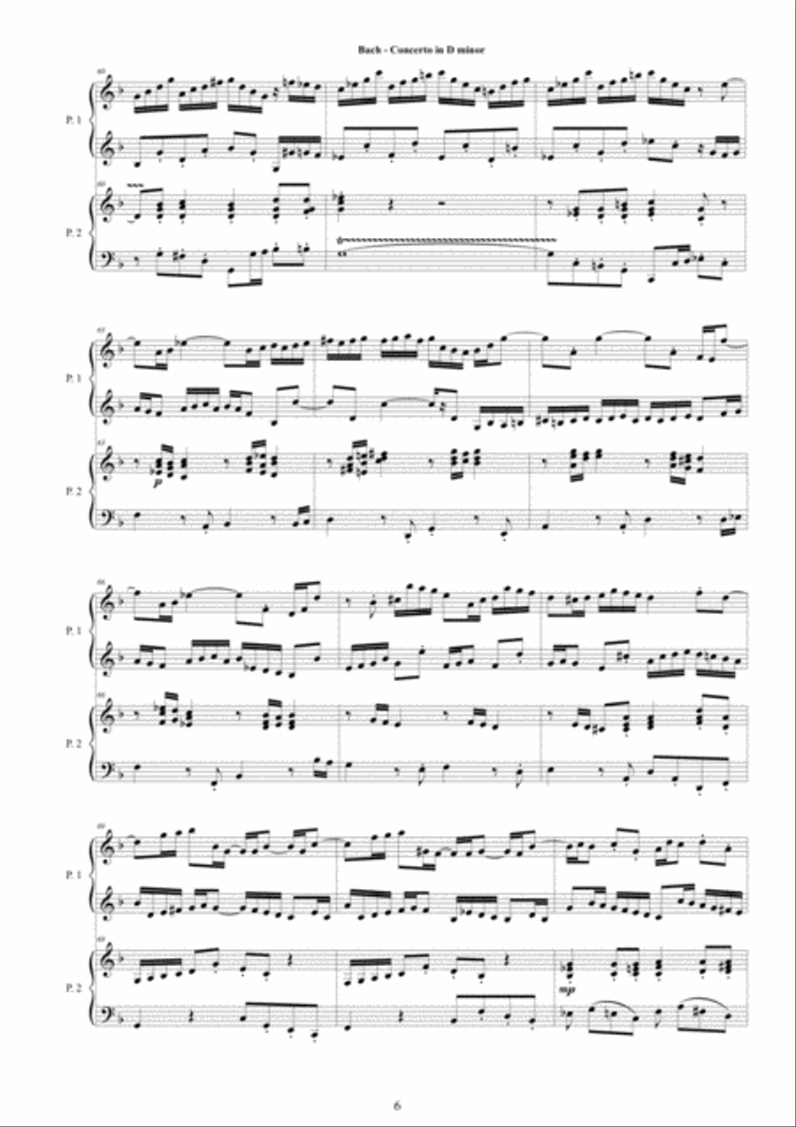 Concerto in D minor BWV 1043 for Piano Duet - Complete Concerto in D minor BWV 1043 for Piano Duet - Complete Piano scores gallery preview page 6