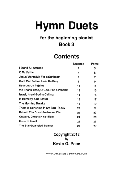 Hymn Duets book 3: Easy Sacred Piano Duets