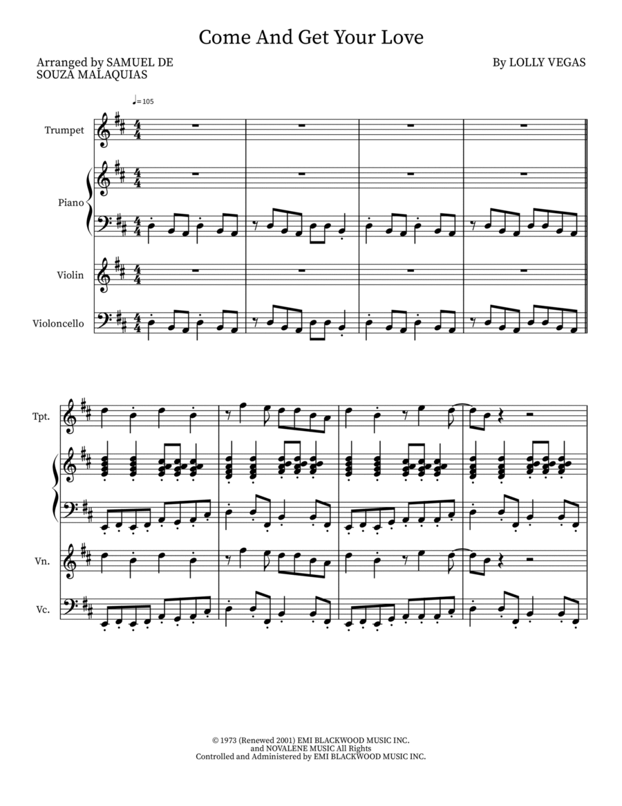 Come And Get Your Love Score and Parts scores gallery preview page 1