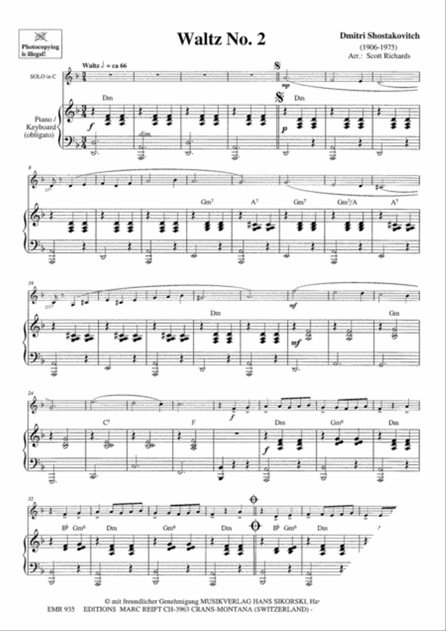 Waltz No. 2 Tenor Saxophone scores gallery preview page 3