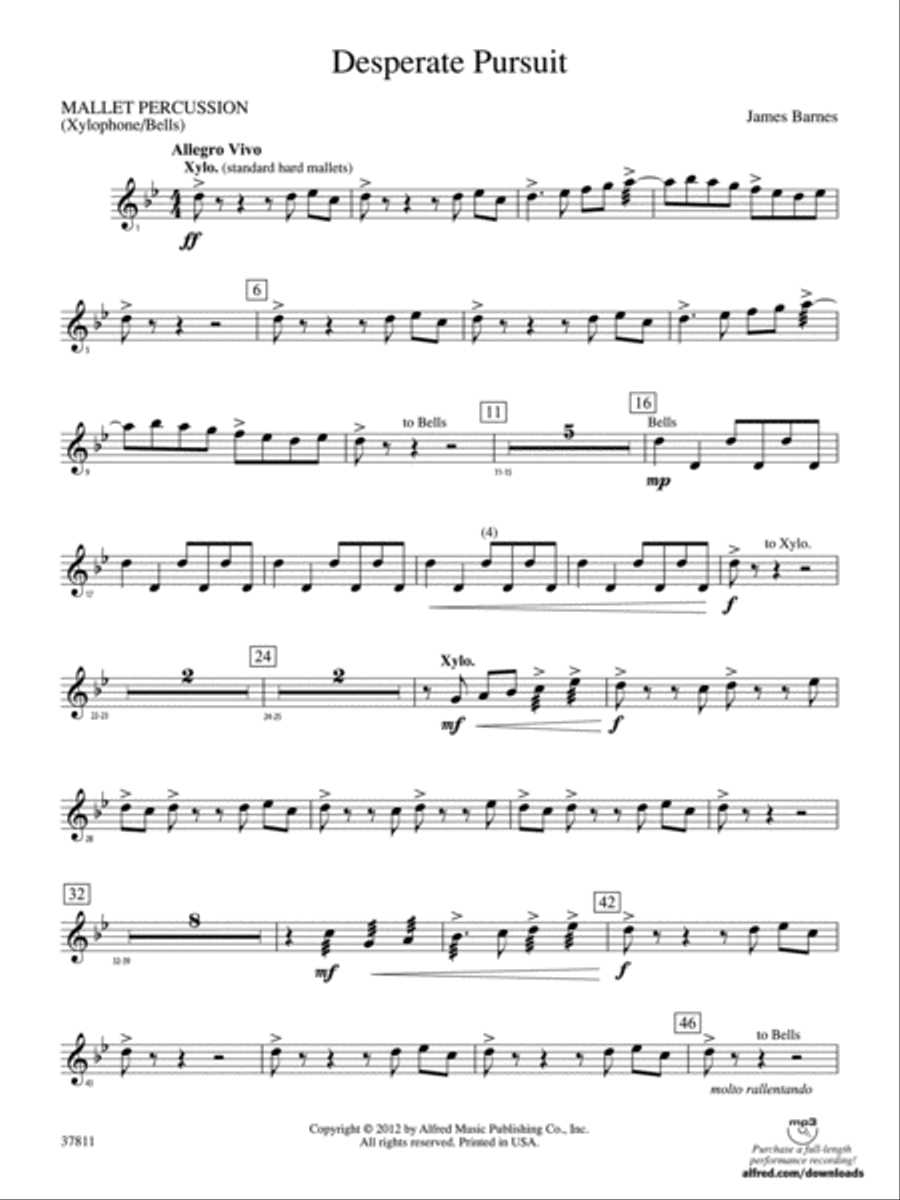 Desperate Pursuit: Mallets Concert Band scores gallery preview page 1