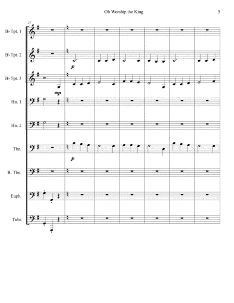 Oh Worship the King Brass Ensemble scores gallery preview page 5