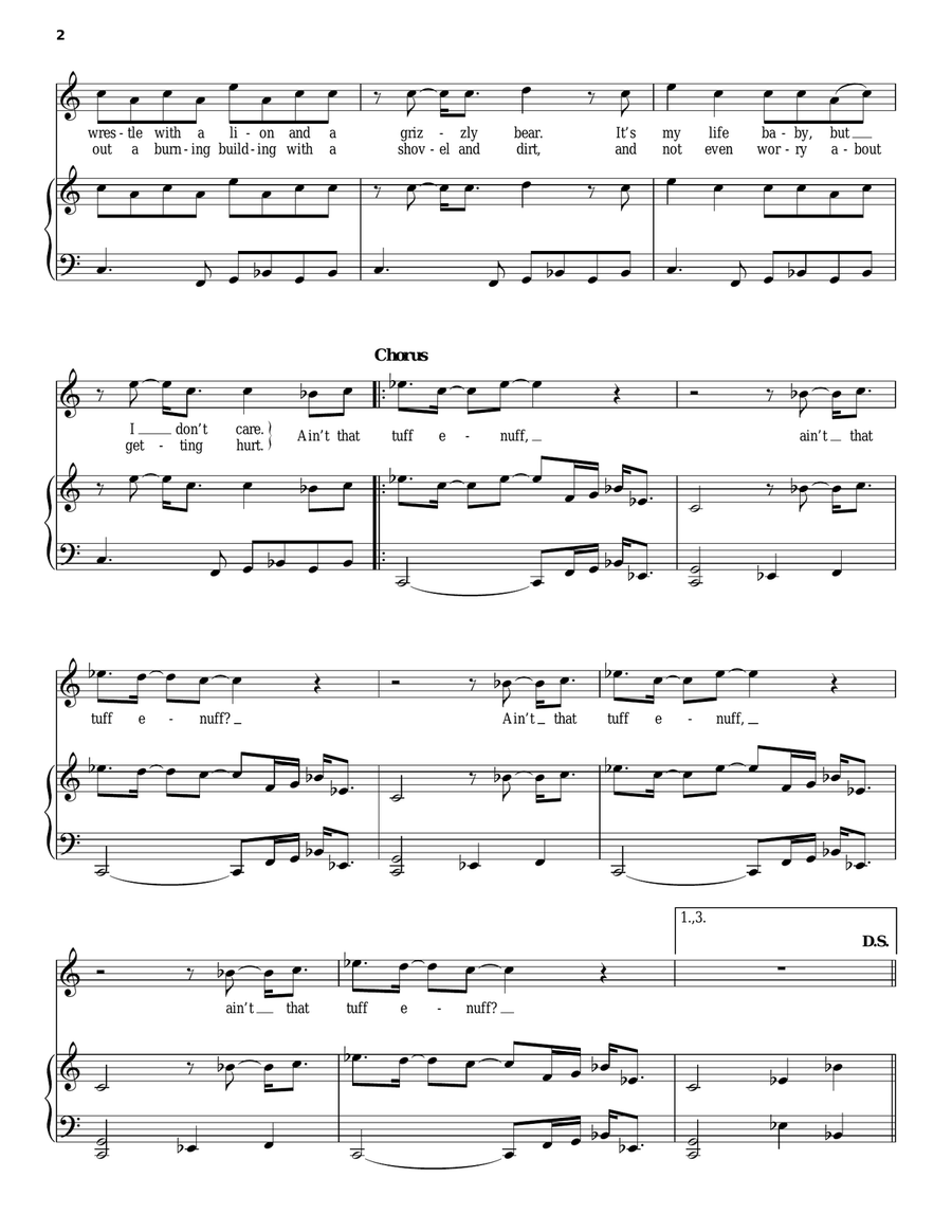 Tuff Enuff Piano, Vocal, Guitar scores gallery preview page 2