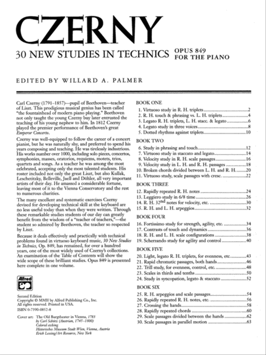 Czerny -- 30 New Studies in Technique, Op. 849