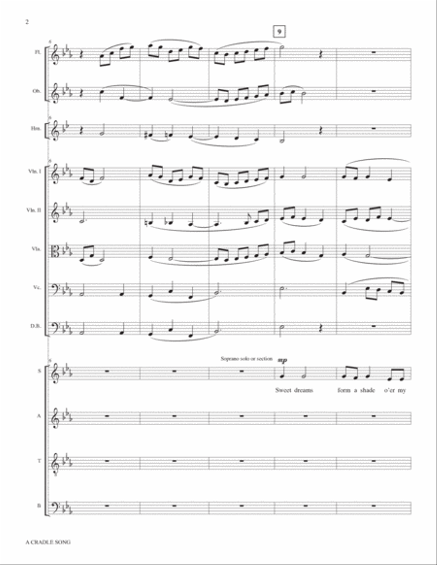 A Cradle Song: Full Score and Parts 4-Part scores gallery preview page 2