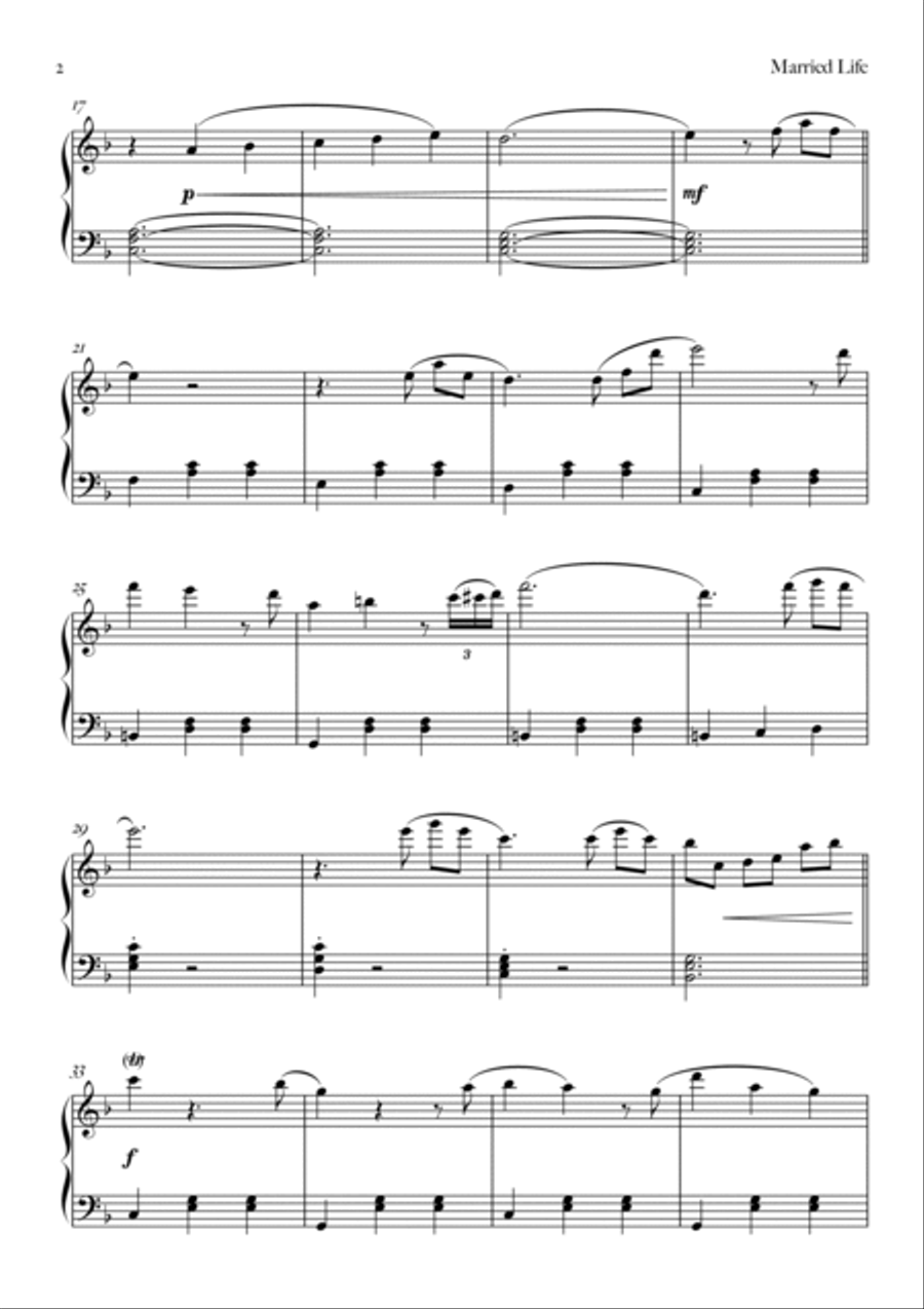 Married Life Easy Piano scores gallery preview page 2