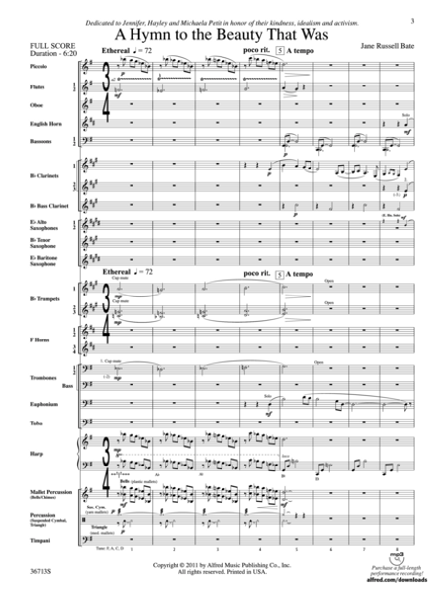 Hymn to the Beauty That Was Concert Band scores gallery preview page 2