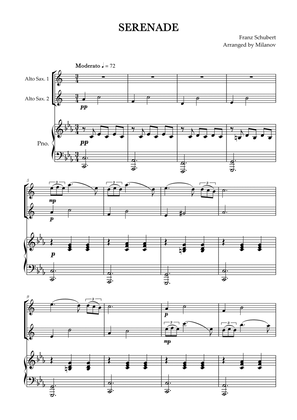 Book cover for Serenade | Schubert | Alto sax duet and piano