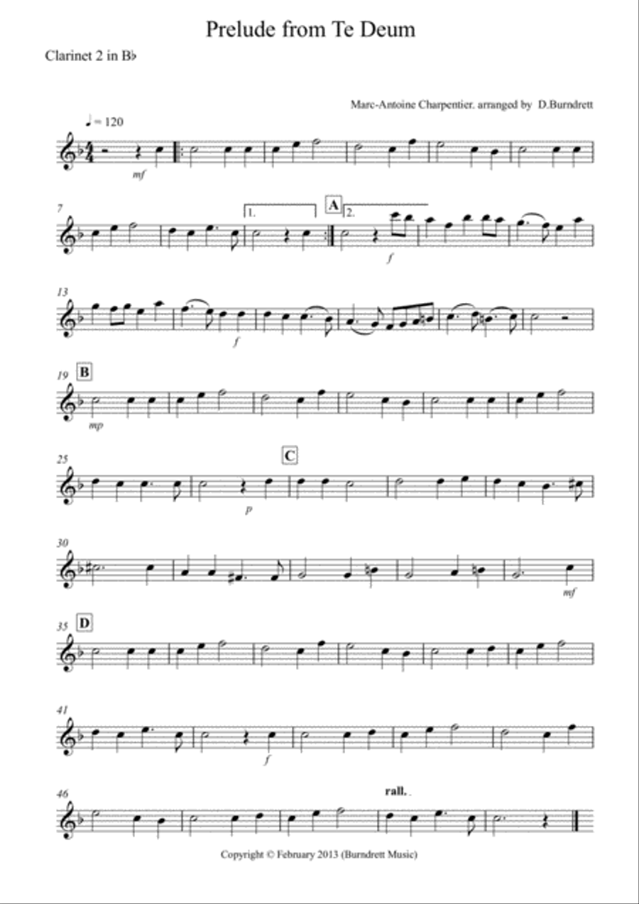 Prelude from Te Deum for Clarinet Quartet Clarinet Quartet scores gallery preview page 5