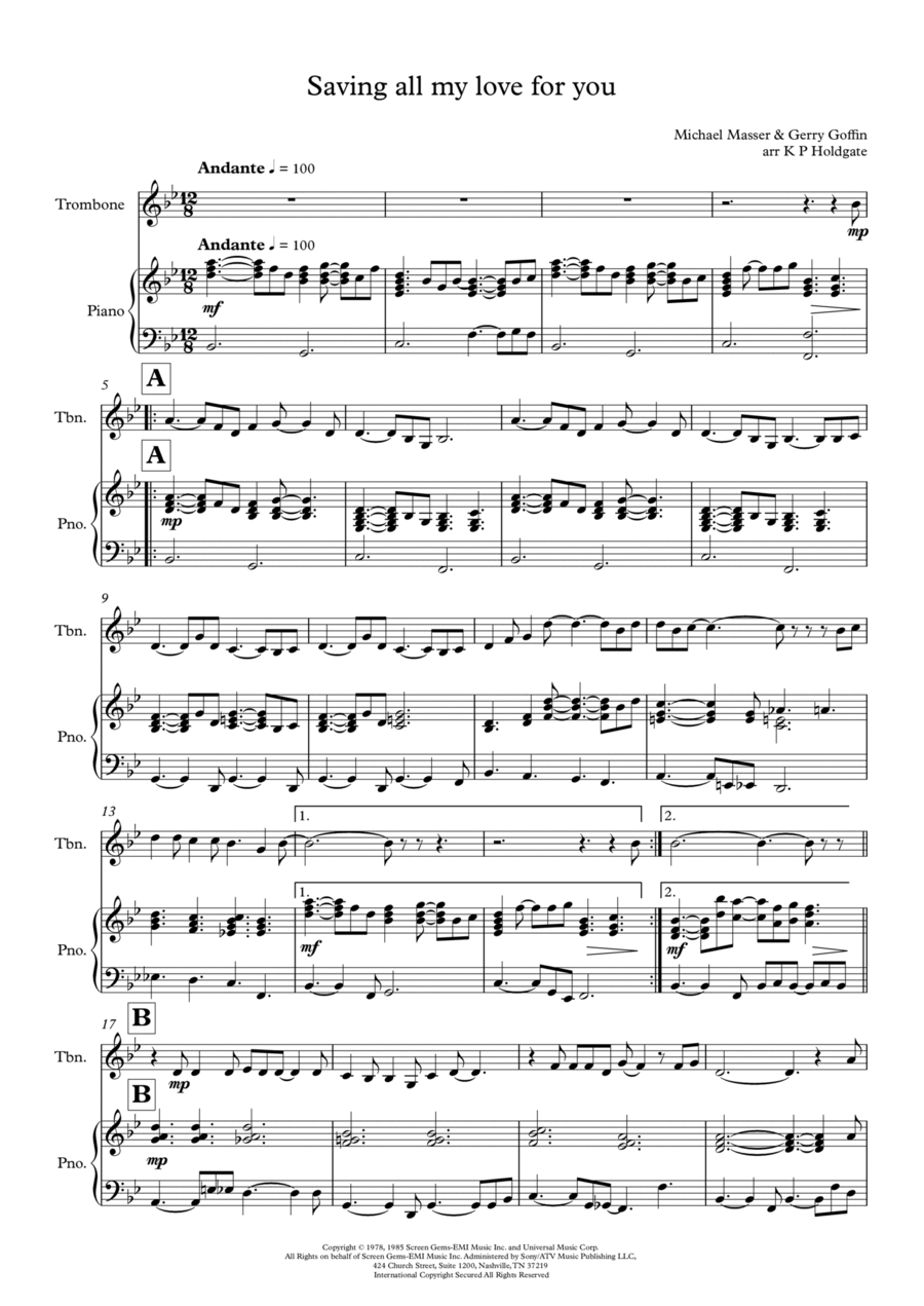 Saving All My Love For You Piano scores gallery preview page 1