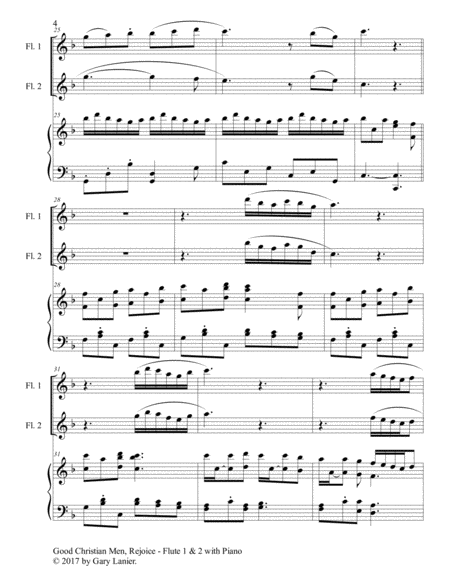 GOOD CHRISTIAN MEN, REJOICE (Flute 1, Flute 2 with Piano & Score/Part) image number null