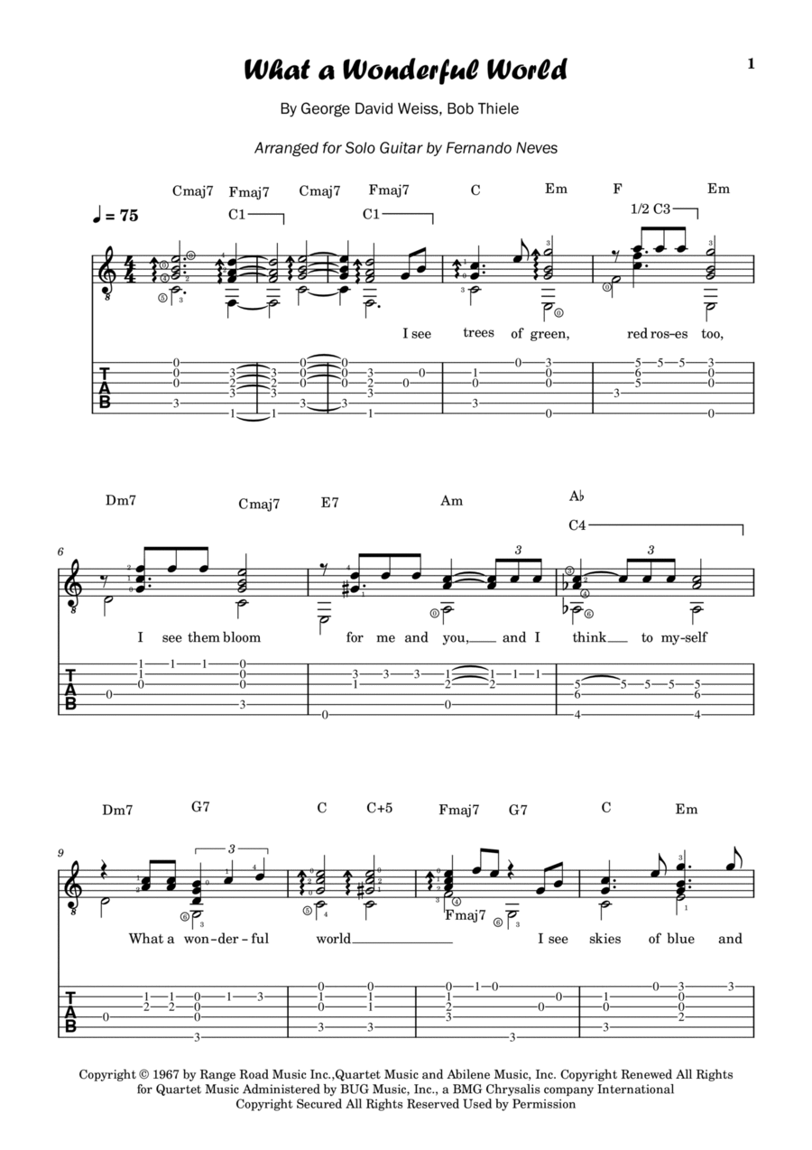 What A Wonderful World Acoustic Guitar scores gallery preview page 1