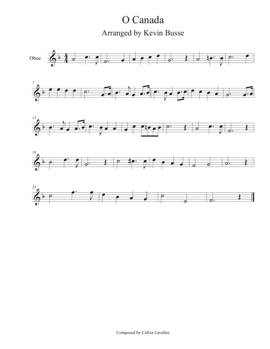 O Canada - Oboe Oboe Solo scores gallery preview page 1