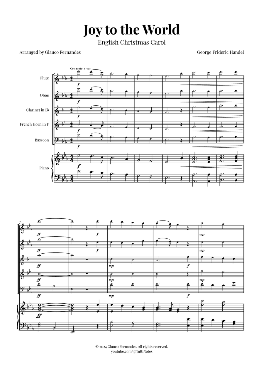 Joy to the World | STUNNING Arrangement Woodwind Quintet scores gallery preview page 1