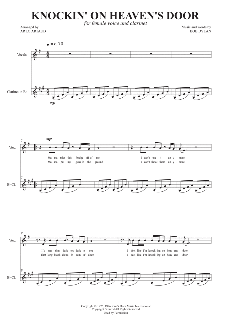 Knockin' On Heaven's Door Chamber Music scores gallery preview page 1