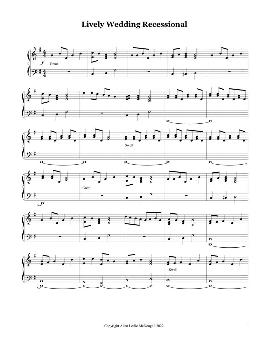 Lively wedding recessional Piano Solo scores gallery preview page 1