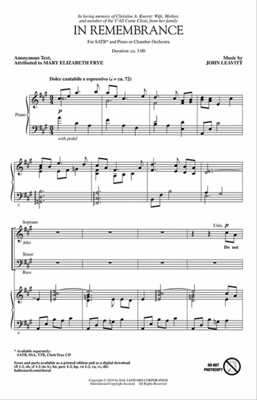 In Remembrance Choir scores gallery preview page 2