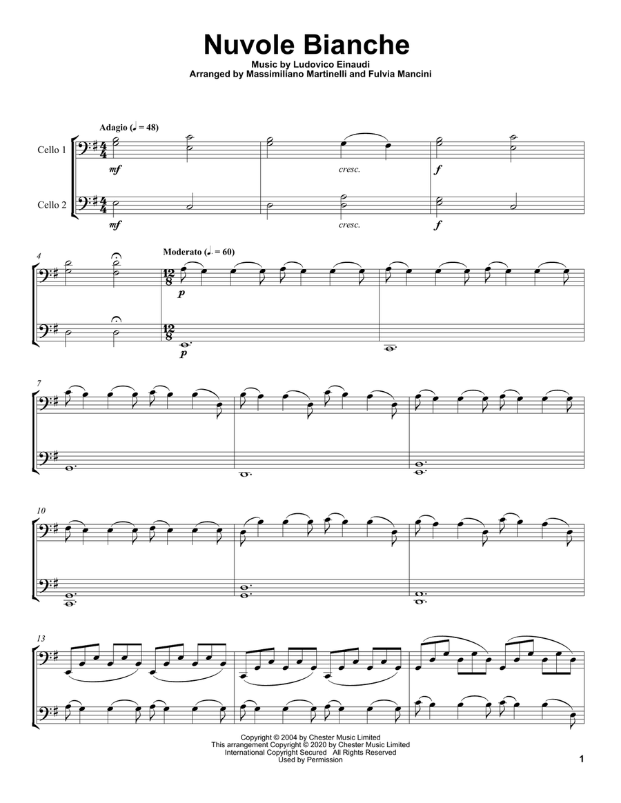 Nuvole Bianche String Duet scores gallery preview page 1
