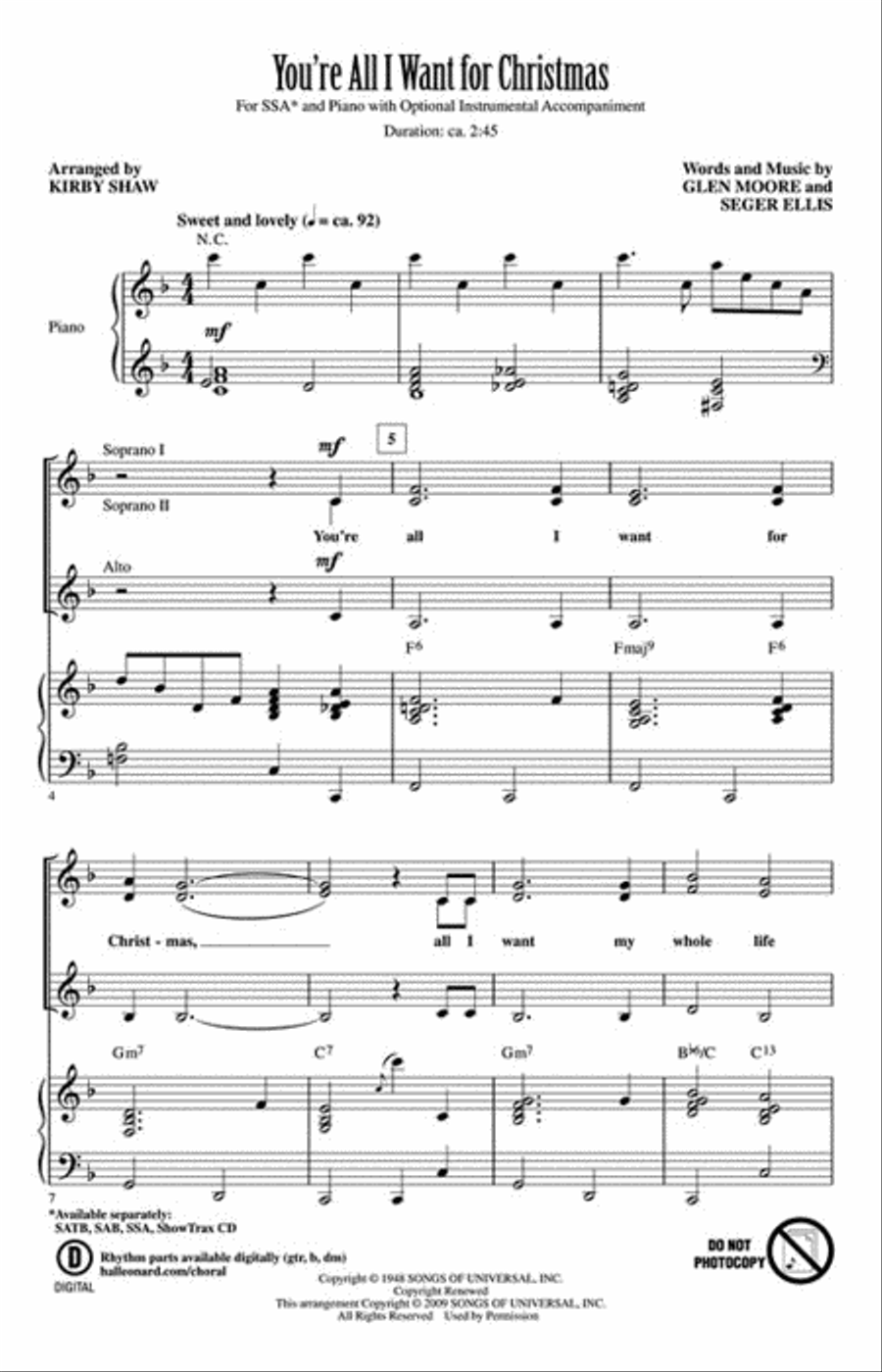 You're All I Want for Christmas SSA scores gallery preview page 2
