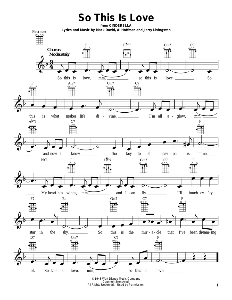 So This Is Love (from Cinderella) Ukulele scores gallery preview page 1