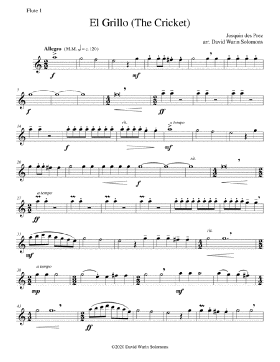 El Grillo (The cricket) - with decorations - for flute quartet Flute Quartet scores gallery preview page 6
