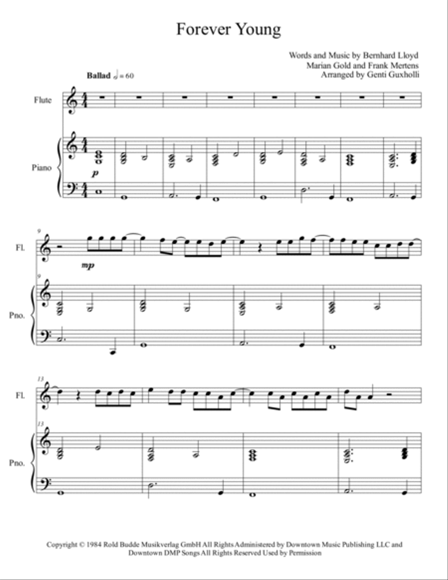 Forever Young Flute Solo scores gallery preview page 2