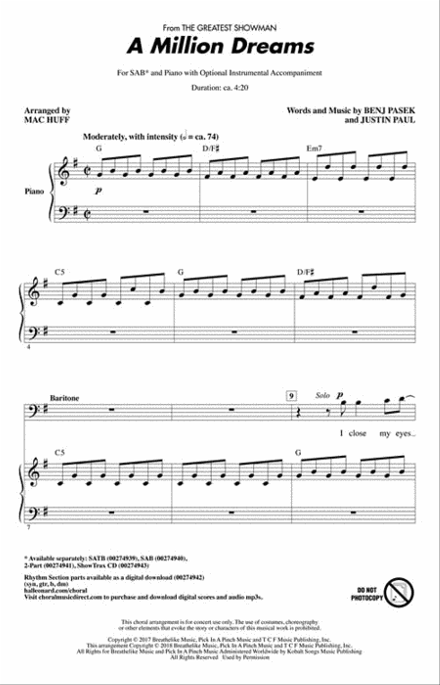 A Million Dreams A Million Dreams 3-Part scores gallery preview page 2