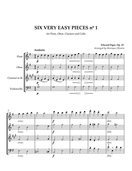 Six Very Easy Pieces nº 1 (Andante) - For Flute, Oboe, Clarinet and Cello image number null