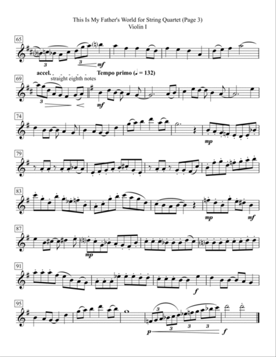 This Is My Father's World for String Quartet String Quartet scores gallery preview page 3
