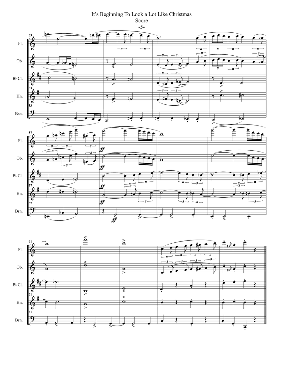 It's Beginning To Look Like Christmas Woodwind Quintet scores gallery preview page 6