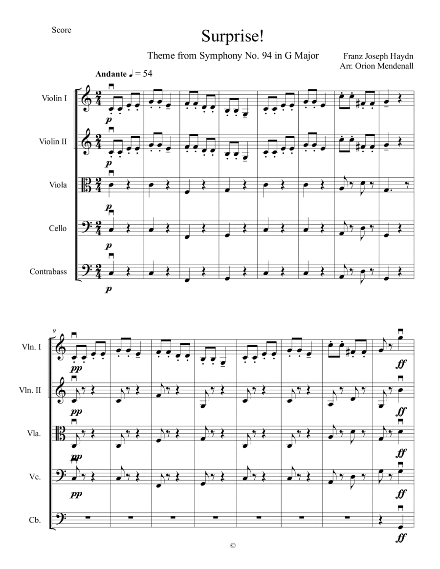 Surprise Symphony String Orchestra scores gallery preview page 1