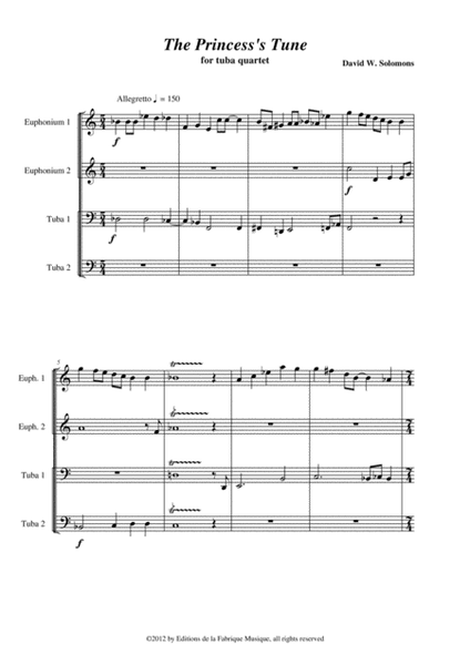 David W. Solomons: The Princess' Tune for tuba quartet (2 Bb euphoniums/2 C tubas)