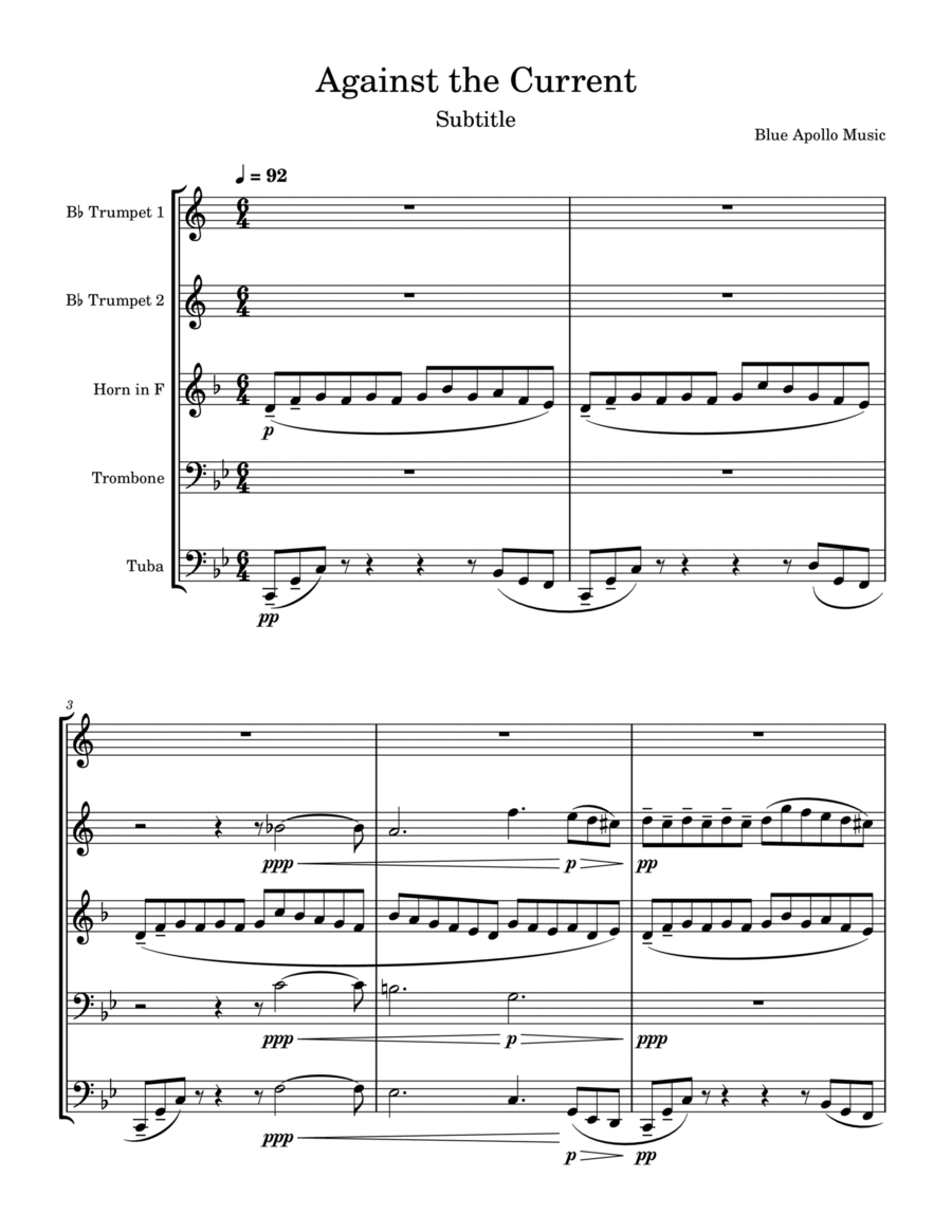 Against the Current Brass Quintet scores gallery preview page 1