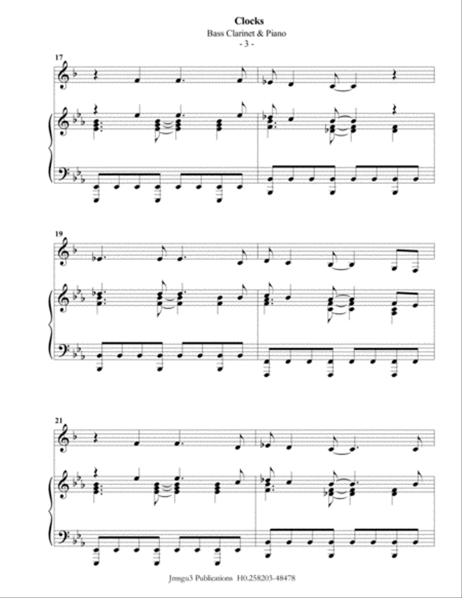 Clocks Bass Clarinet scores gallery preview page 3