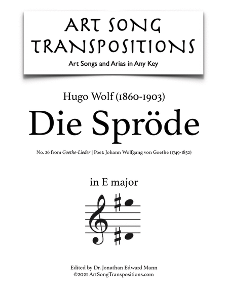 WOLF: Die Spröde (transposed to E major)