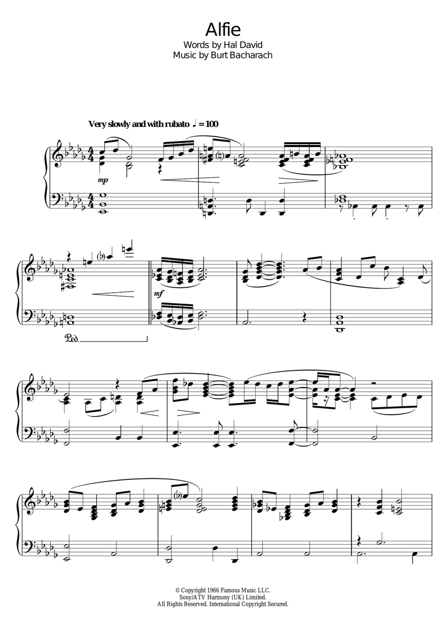Alfie Piano Solo scores gallery preview page 1