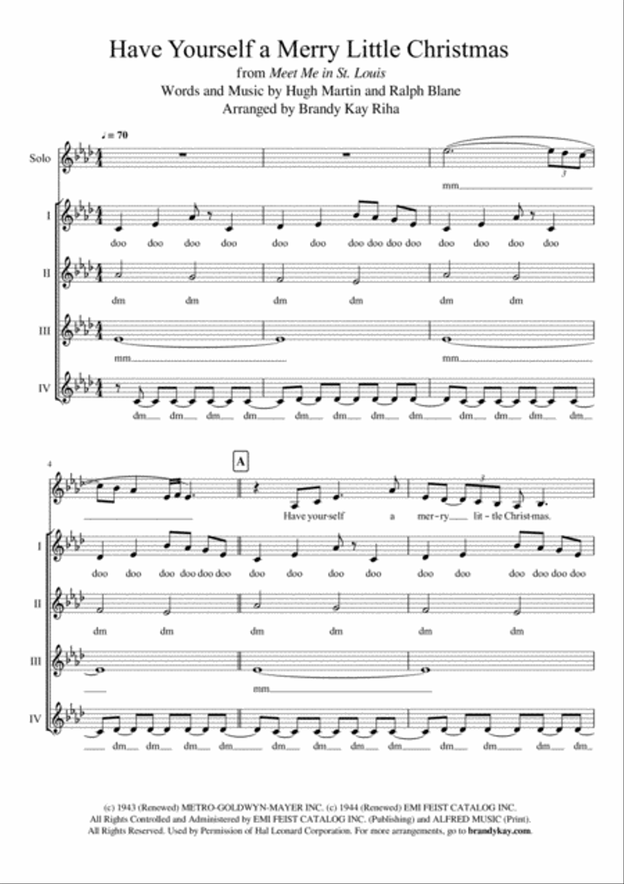 Have Yourself A Merry Little Christmas from MEET ME IN ST. LOUIS SSAA scores gallery preview page 1