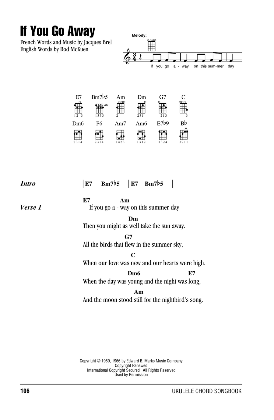 If You Go Away If You Go Away Ukulele scores gallery preview page 1