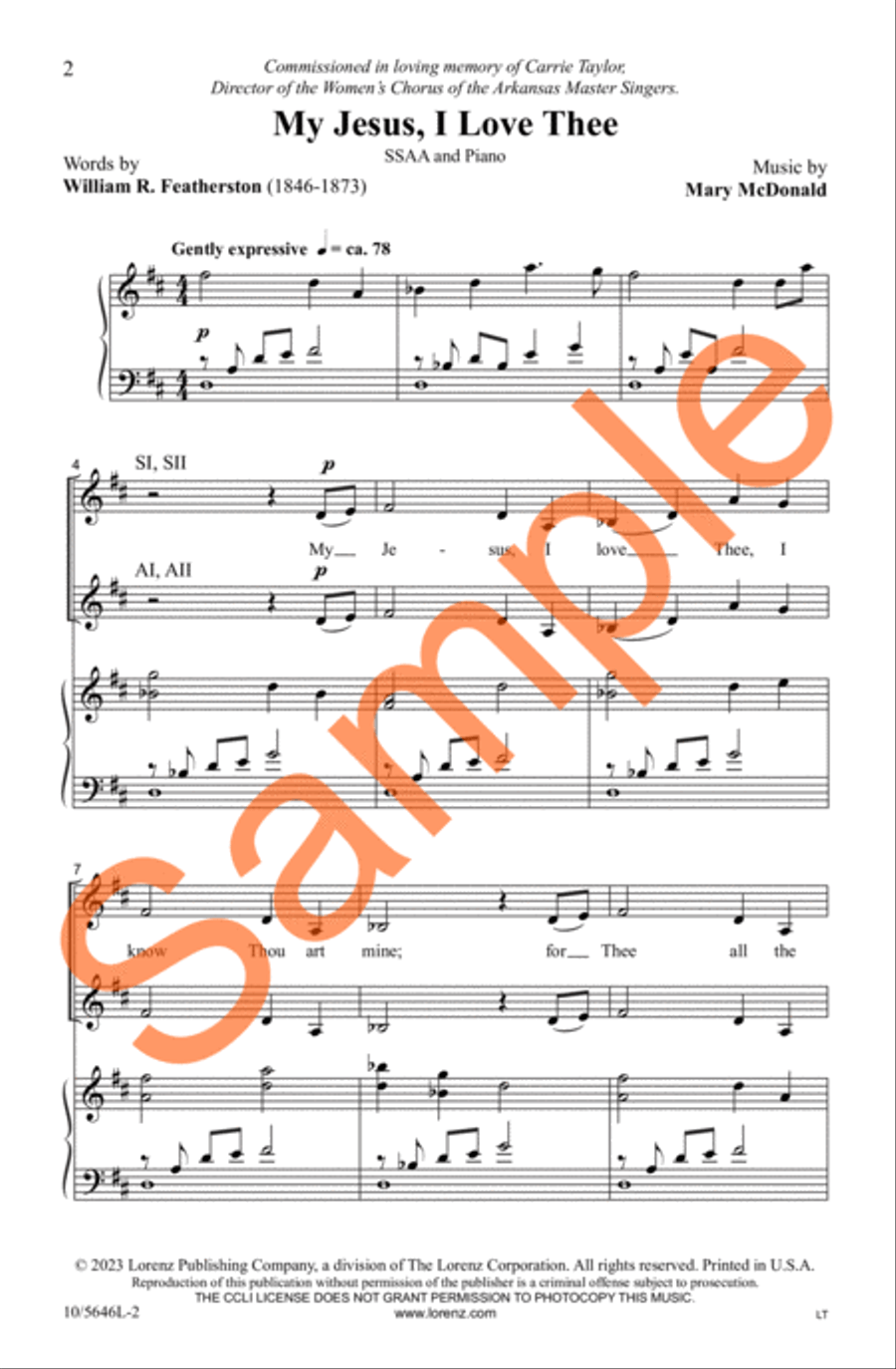 My Jesus, I Love Thee SSAA scores gallery preview page 3