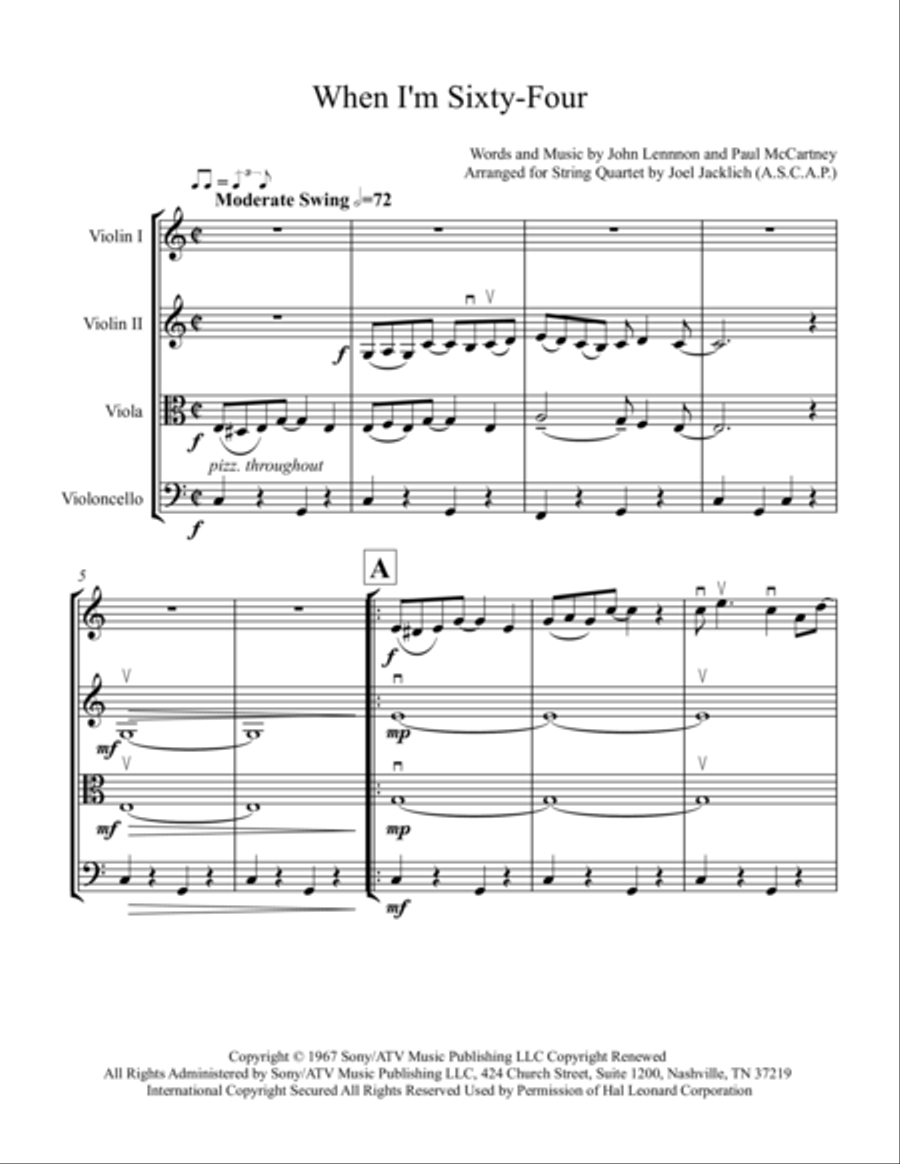 When I'm Sixty-Four String Quartet scores gallery preview page 2
