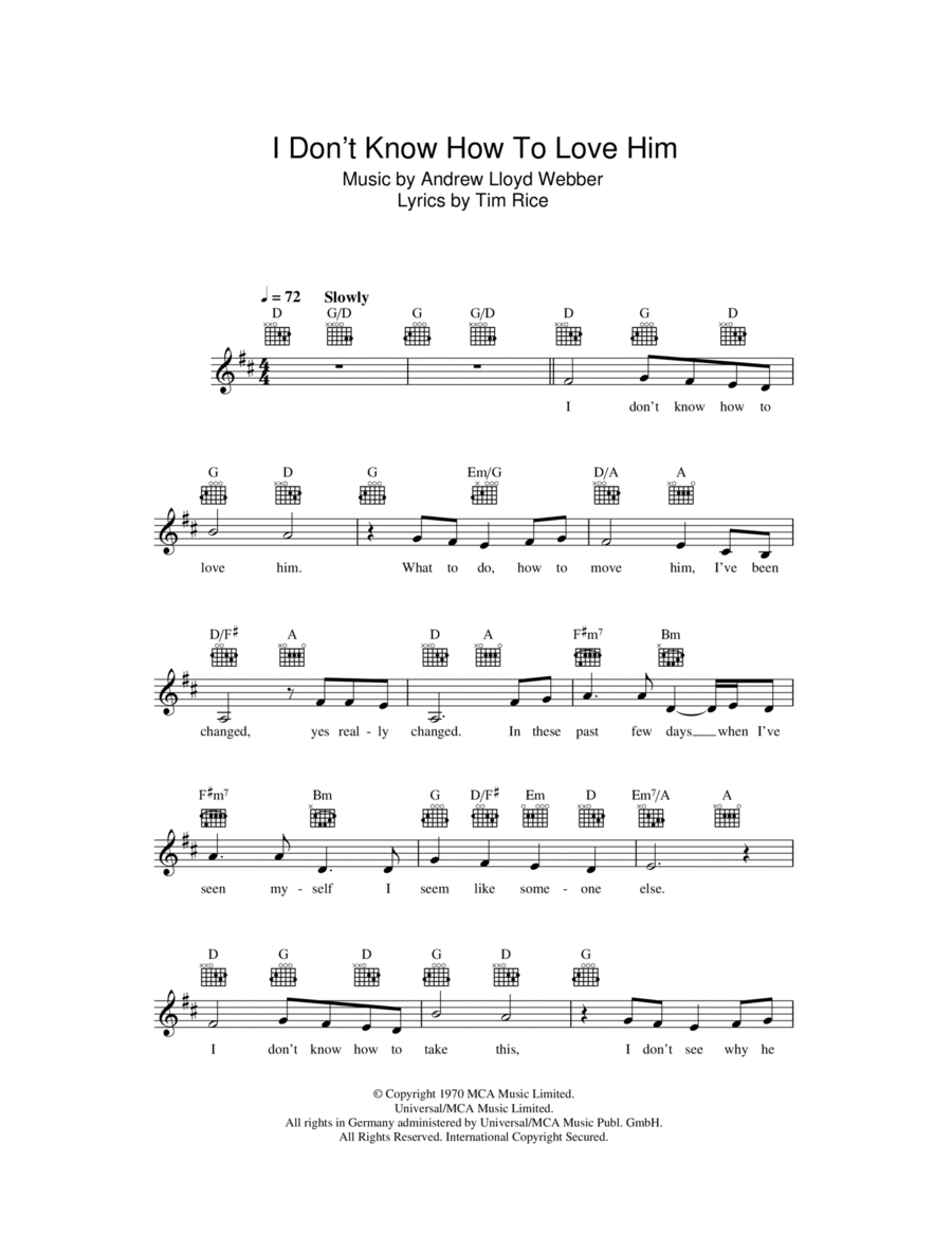 I Don't Know How To Love Him Piano scores gallery preview page 1