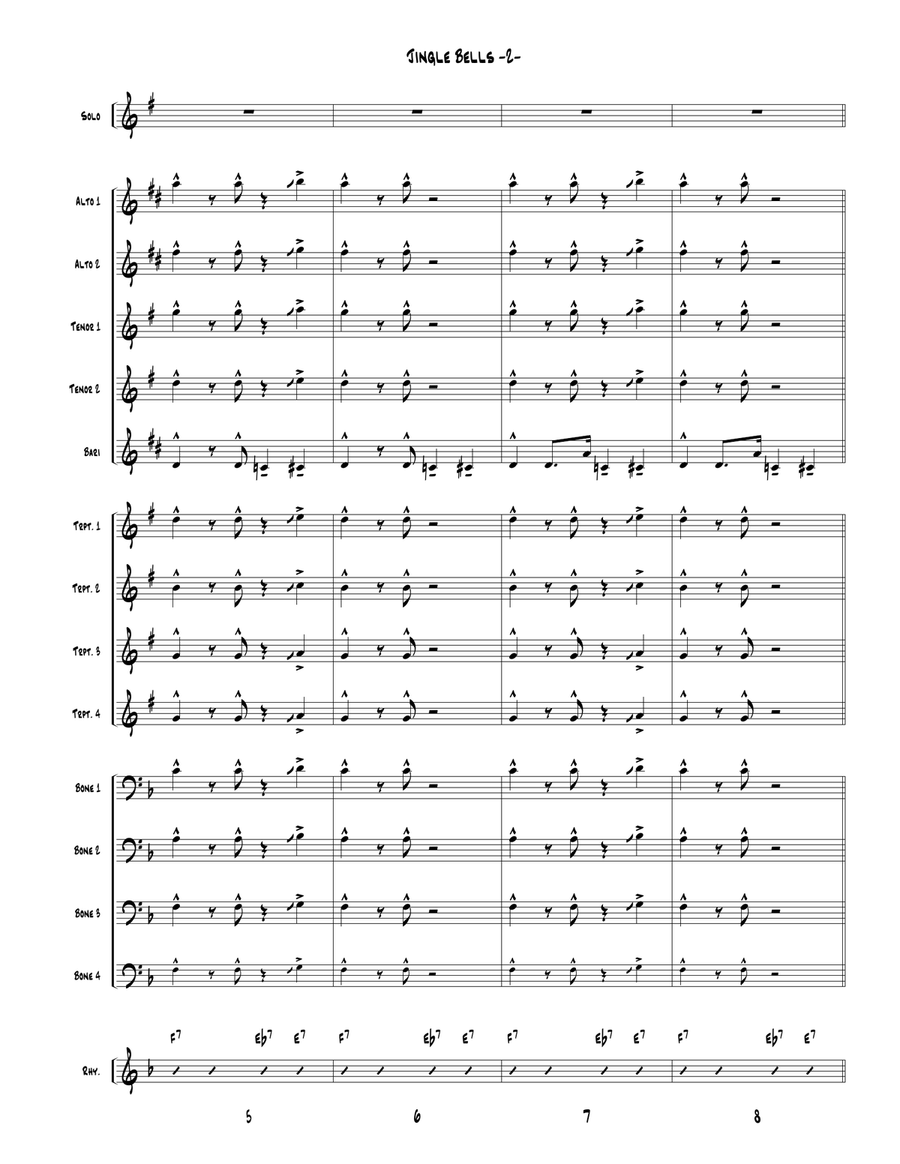 Jingle Bells for Little Big Band up to Full Big Band Jazz Ensemble scores gallery preview page 2