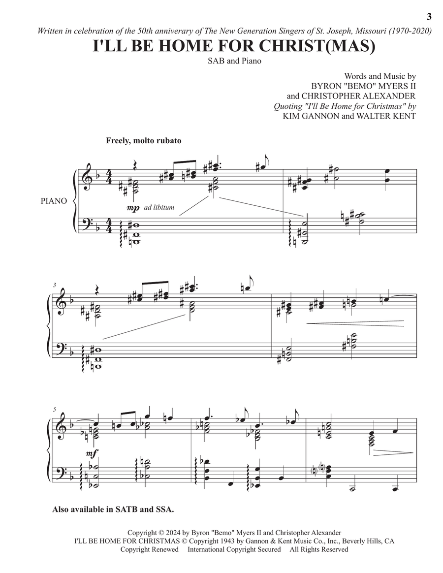 I'll Be Home For Christmas 3-Part scores gallery preview page 3