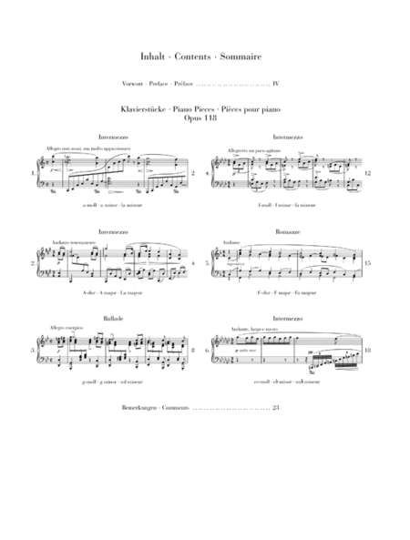 Klavierstücke, Op. 118 [Piano Pieces]
