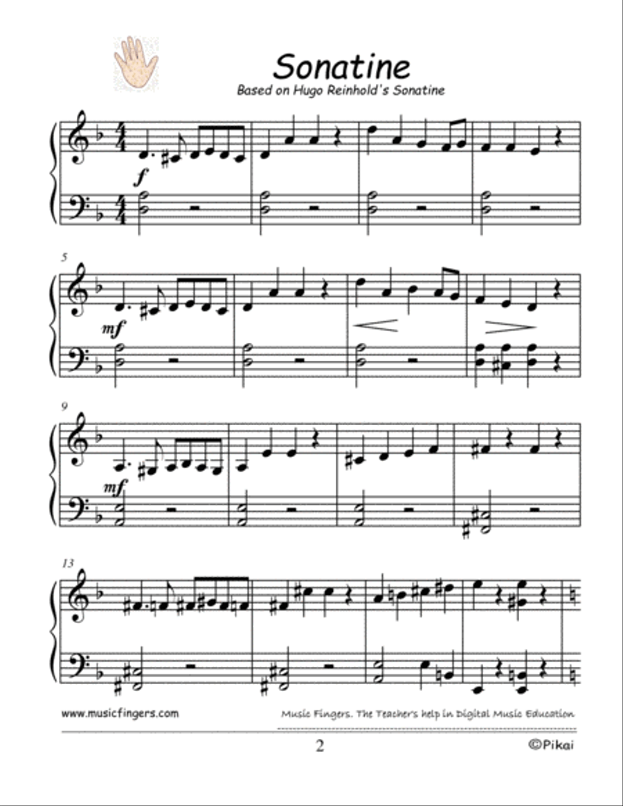 Sonatine. Hugo Reinhold. Lev. 3 Piano Method scores gallery preview page 2