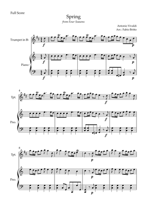Spring (from Four Seasons of Antonio Vivaldi) for Trumpet in Bb Solo and Piano Accompaniment