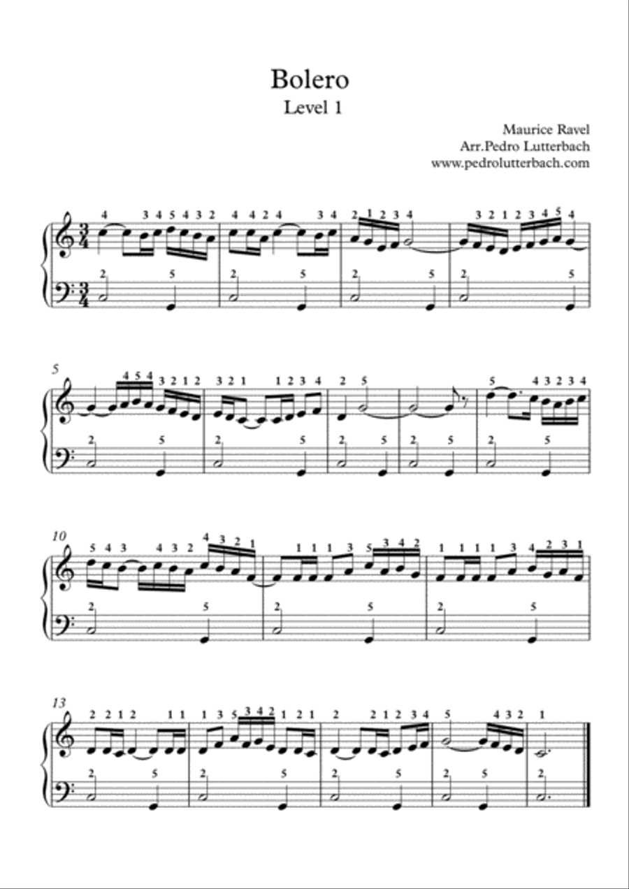 Bolero Easy Piano scores gallery preview page 1